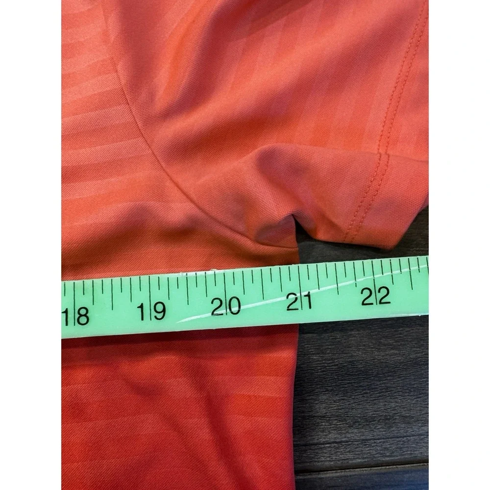 Nike Dri-Fit Essential Mens M Polo Short Sleeve Orange Striped Shirt 929102-816